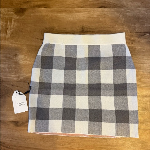 English Factory Dresses & Skirts - English Factory Women’s MULTI GINGHAM KNIT MINI SKIRT Size Medium Gray